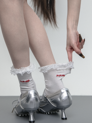 Embroidered lace socks