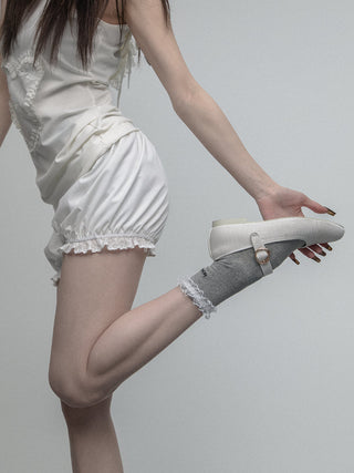 Embroidered lace socks
