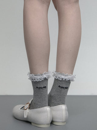 Embroidered lace socks
