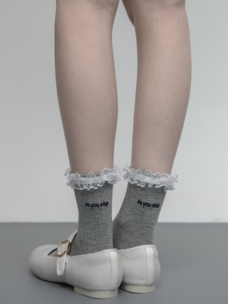 Embroidered lace socks