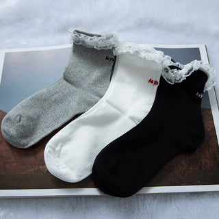 Embroidered lace socks
