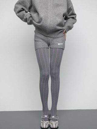 Herringbone knit leggings