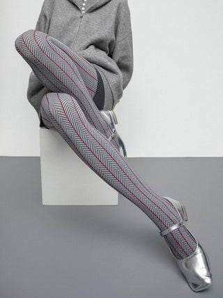 Herringbone knit leggings