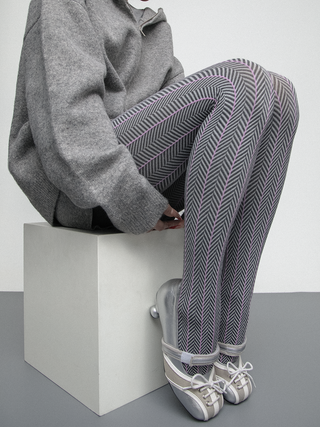 Herringbone knit leggings