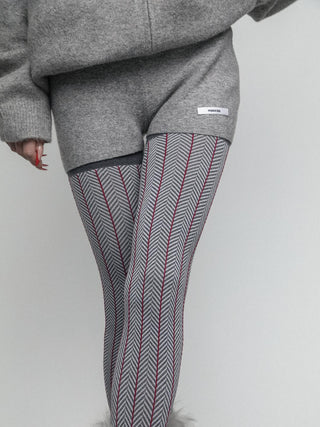 Herringbone knit leggings