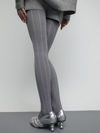 Herringbone knit leggings