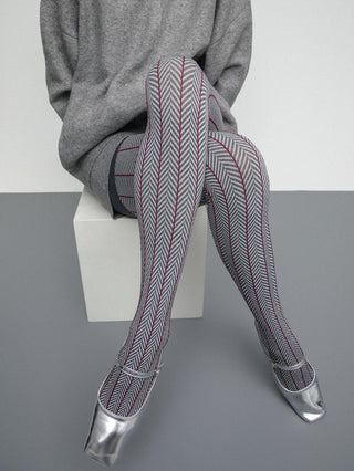 Herringbone knit leggings