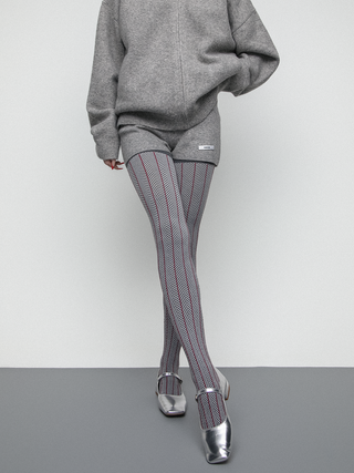Herringbone knit leggings