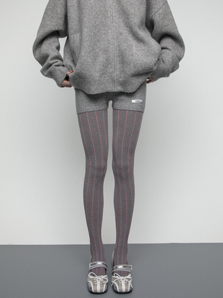 Herringbone knit leggings