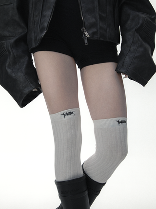 Punk embroidered stockings
