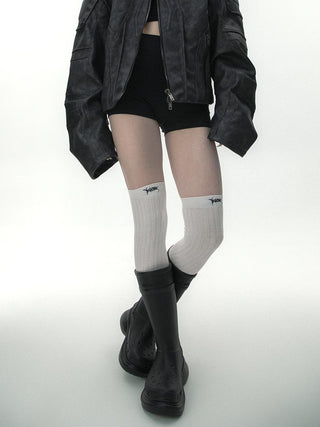 Punk embroidered stockings
