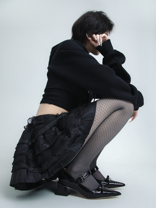 Plaid jacquard pantyhose