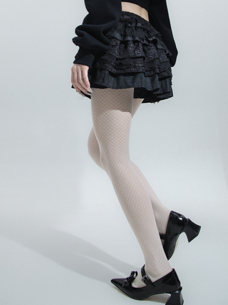 Plaid jacquard pantyhose