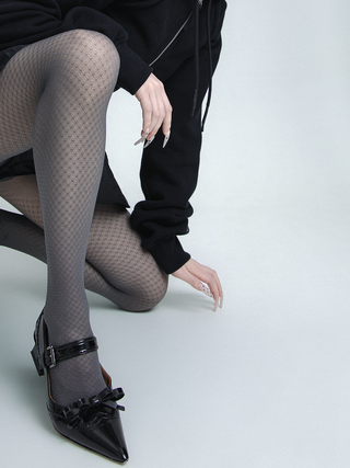 Plaid jacquard pantyhose