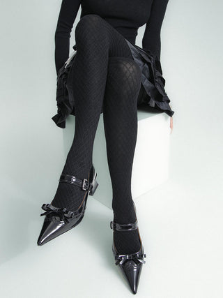 Diamond jacquard pantyhose