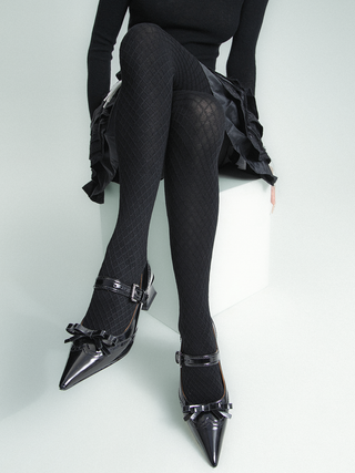 Diamond jacquard pantyhose