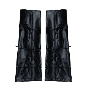 Leather bow legwarmers