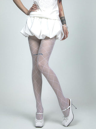 Diamond mesh pantyhose