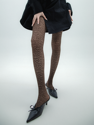 Leopard jacquard pantyhose