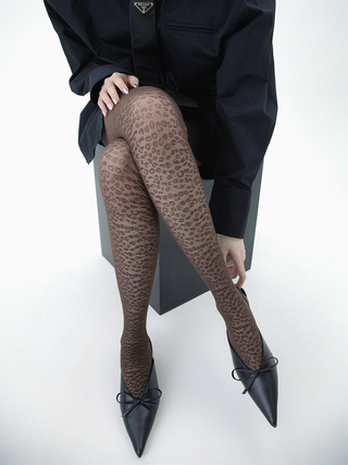 Leopard jacquard pantyhose
