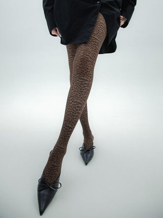 Leopard jacquard pantyhose