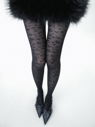 Leopard jacquard pantyhose