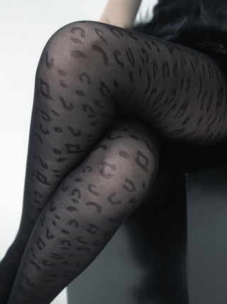Leopard jacquard pantyhose