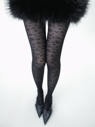 Leopard jacquard pantyhose
