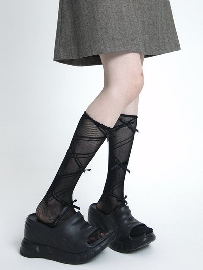 Bow fishnet socks