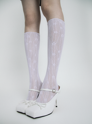 Floral jacquard socks