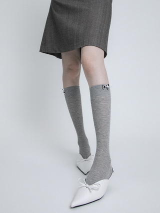 Silver bow socks