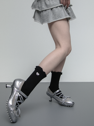 Heart button socks