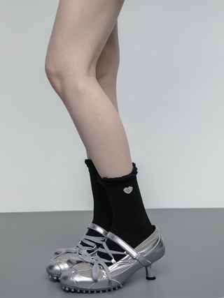 Heart button socks