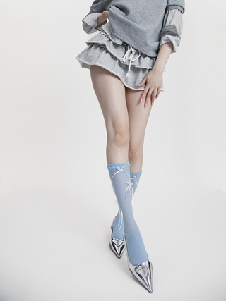 Ribbon tulle socks