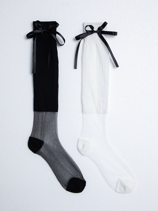 Solid bow stockings