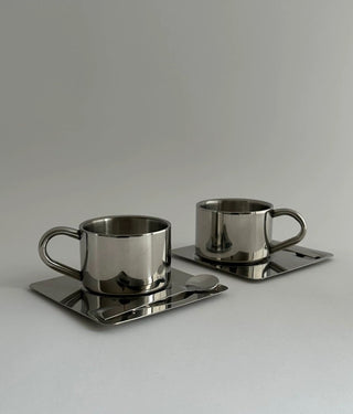 Minimalist Stainless Steel Coffee Cup Set