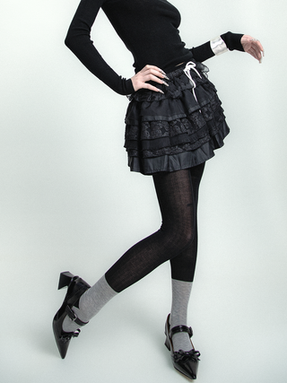 Translucent Fake two-piece knitted leggins
