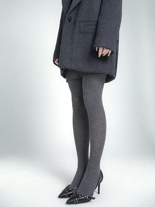 Smoky Gray vertical stripes Velvet leggings