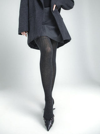 Smoky Gray vertical stripes Velvet leggings