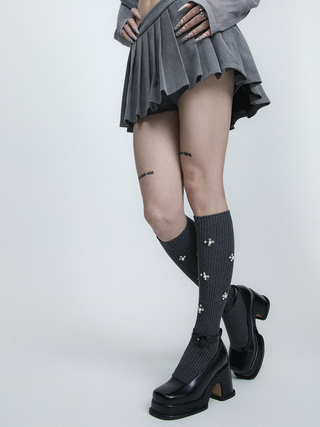 Pearl Diamond Cotton Long Socks