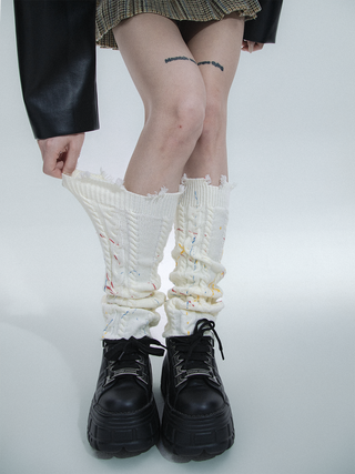 Hand-destroyed desgin Knitted Warm Socks