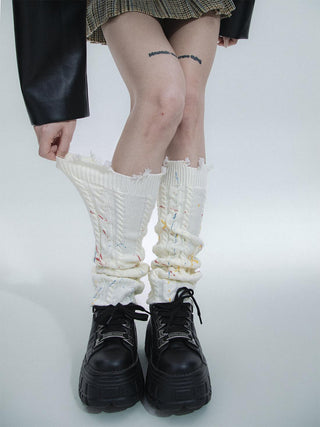 Hand-destroyed desgin Knitted Warm Socks