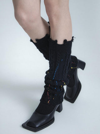 Hand-destroyed desgin Knitted Warm Socks