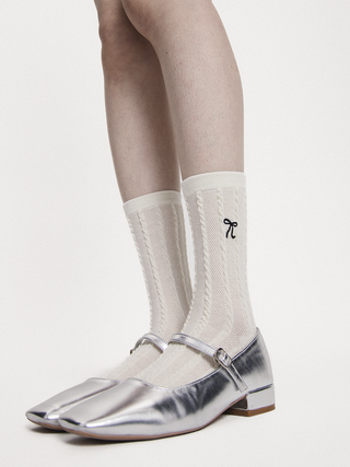 Butterfly Embroidery Mesh Mid-tube Socks