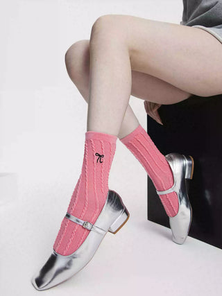 Butterfly Embroidery Mesh Mid-tube Socks