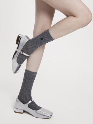 Butterfly Embroidery Mesh Mid-tube Socks