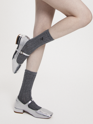 Butterfly Embroidery Mesh Mid-tube Socks
