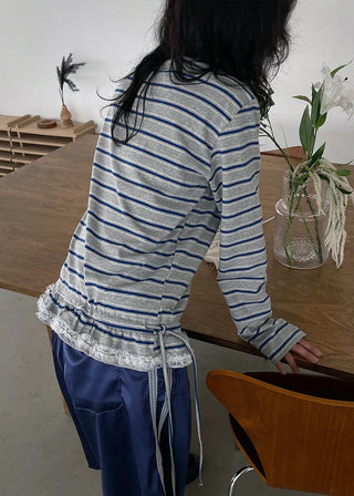 stripe lace frill tee (3c)