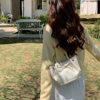 Ribbon Ballet Core Wrinkle Leather Tote Bag (6 colors)