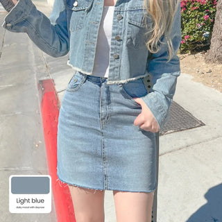 Span denim skirt (2 colors)